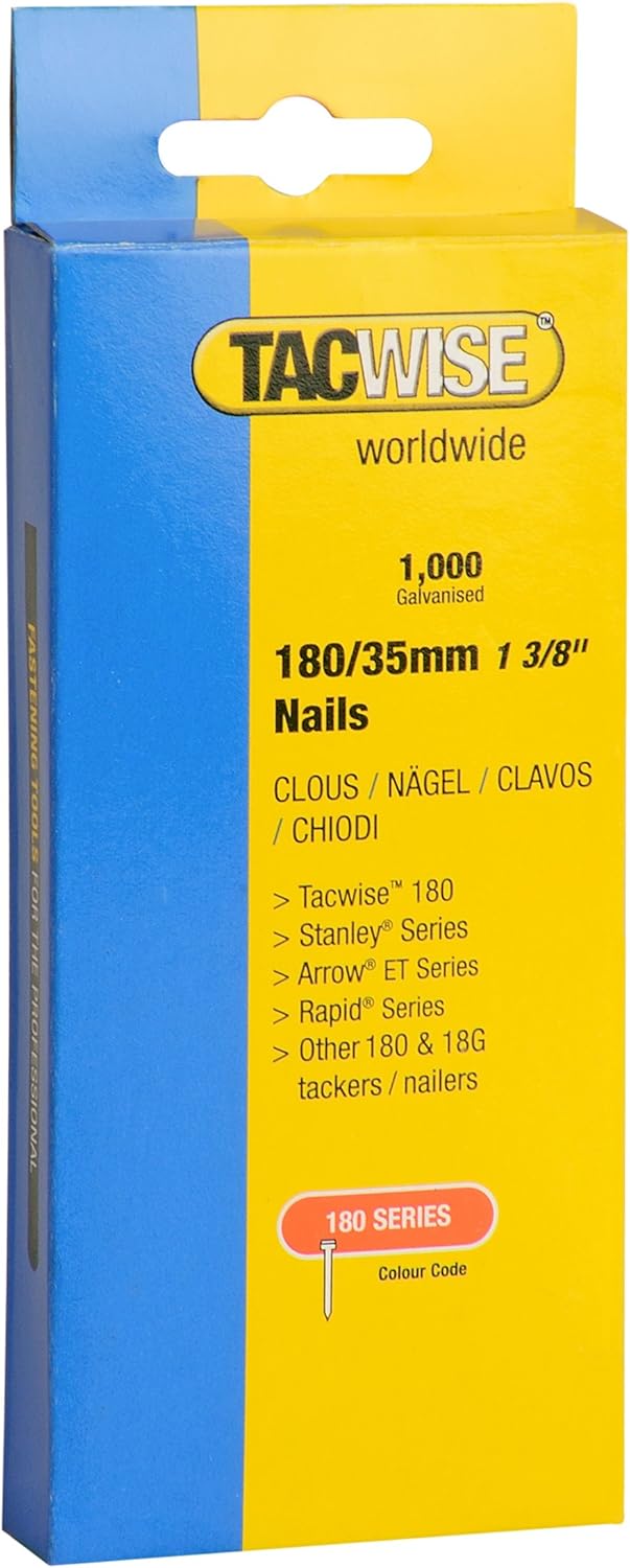 Tacwise 0364 Galvanised Brad Nails Type 18G / 35 mm, Pack of 1000, Silver, 180/35mm