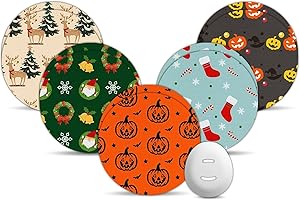 Dexcom G7 Over Patches Waterproof, Amolyfe 10-Pack Dexcom Stelo Overpatches, Bump-Proof with Hard Cap, Breathable, Medical Adhesive, 10-Day CGM Protection (Halloween)