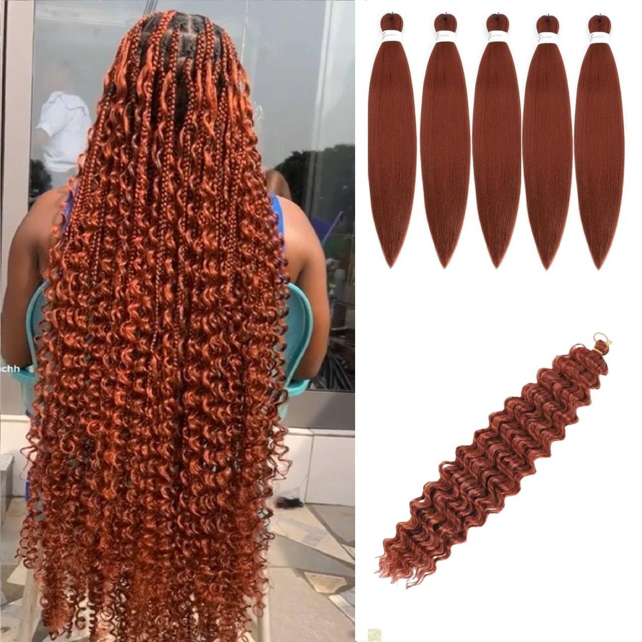 Brown Braiding Hair Pre stretched Boho Braids Kanekalon Prestretched Braiding Hair for Bohemian Ez Braid Micro Braiding Synthetic Curly Deep Wave Braids