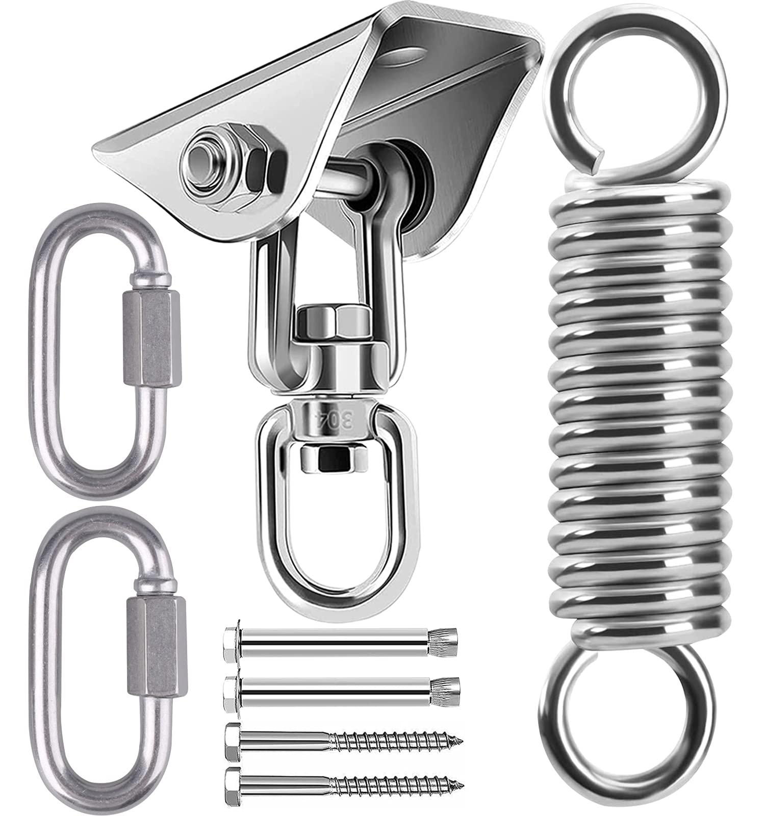 Heavy Duty Swing Hangers Spring Hanging Kit 450KG Capacity SUS304 Stainless Steel 360° Rotate Hammock Chair Hanging Kit Suspension Hooks for Concrete Wooden Sets Yoga Hammock Chair Sandbag Swing Sets