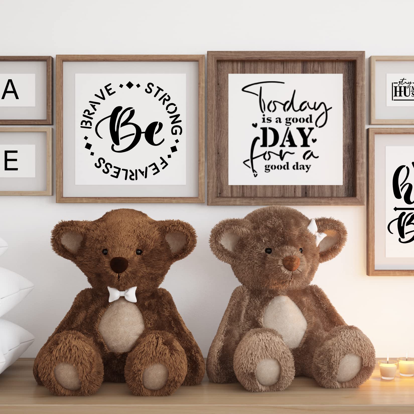 Word Stencils for Painting On Wood Sign Canvas Fabric, Reusable Welcome Farmhouse Burning Inspirational Art Craft Paint Stencil for Shirt Family Furniture Wall Card Making (20 Word 4in)