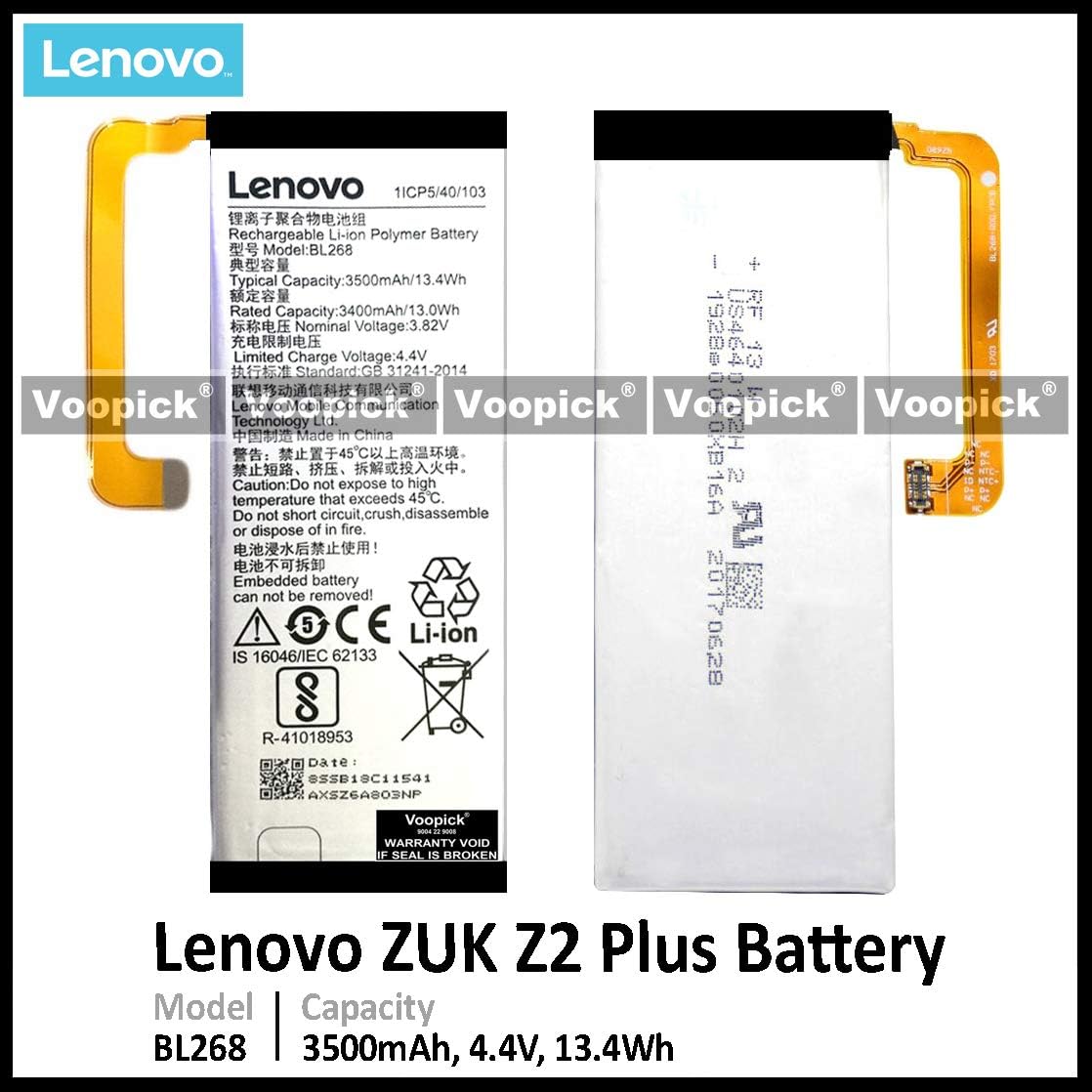 Voopick® Battery for Lenovo ZUK Z2 Plus (Model: BL268) 3500mAh Capacity.
