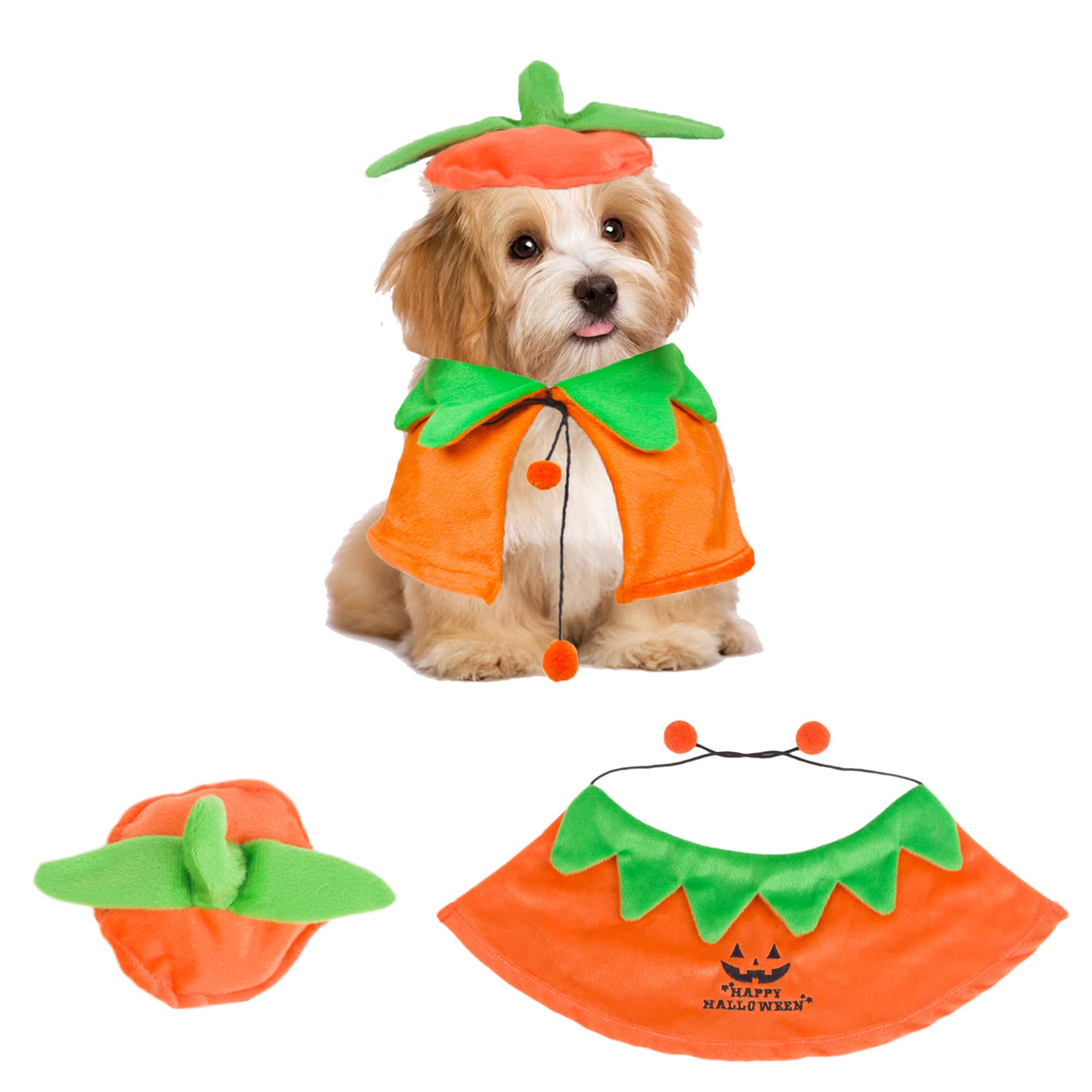 Photo 1 of ***Cape Damaged***ADOGGYGO Halloween Dog Costumes Puppy Pumpkin Cloak Hat Set Pet Halloween Pumpkin Costumes for Small Medium Dogs Pets