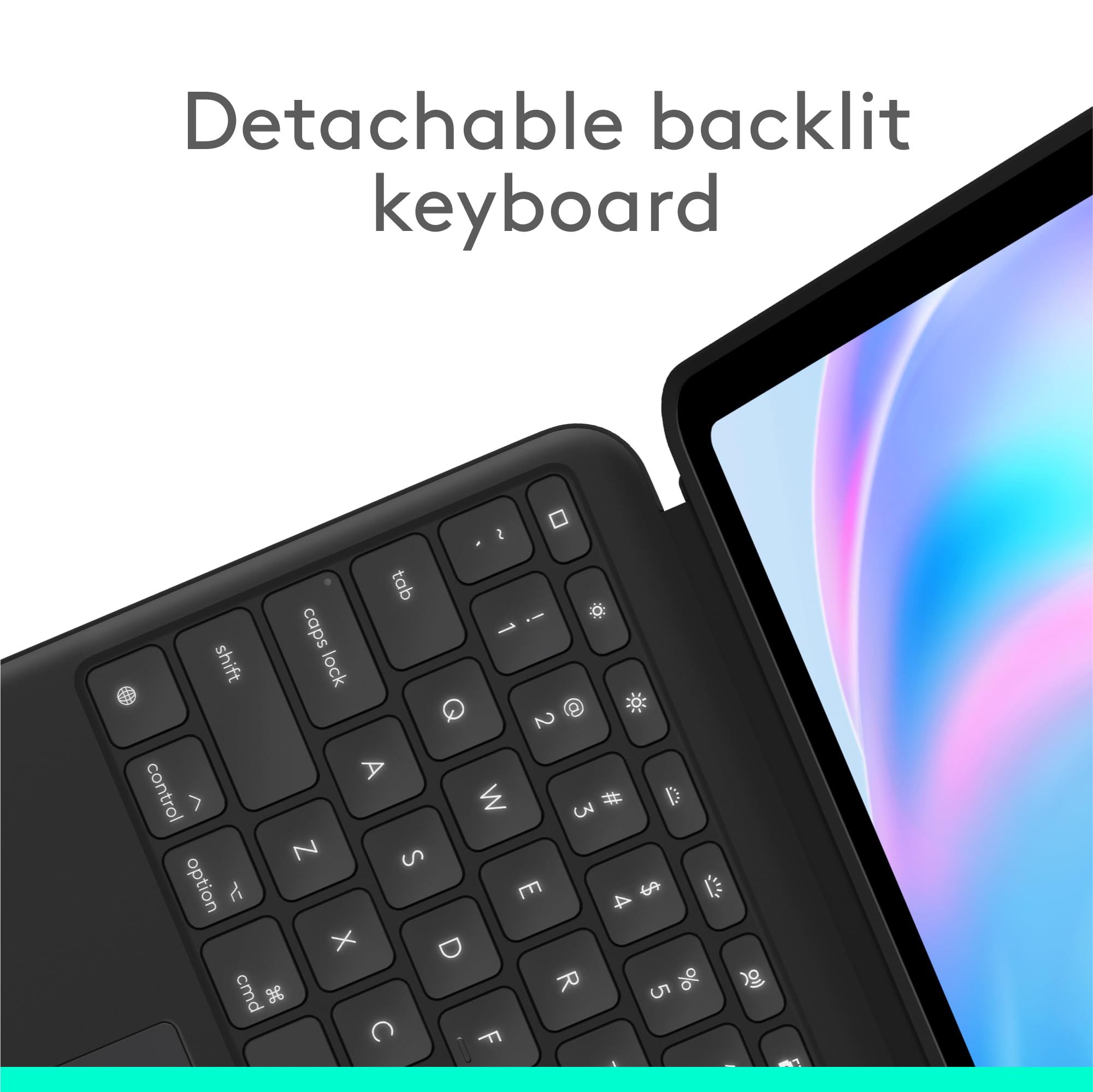 Logitech Combo Touch iPad Air 13 inch Case M2 (2024), iPad M3 & Air Keyboard Case with Kickstand - Midnight Black