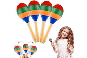 2 Pcs Maracas Hand Percussion Rattles, PLULON Colorful Wooden Maracas Rumba Shakers Rattle Latin Musical Instrument for Kids Adults Game Playing, Mexican Fiesta Cinco De Mayo Party Favors Supplies