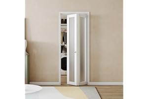 BARNER HOME Closet Doors, Single Frosted Glass Panel Bi-Fold Door, Multifold Interior Door, Folding Doors with Hardware Kits for 30''Opening