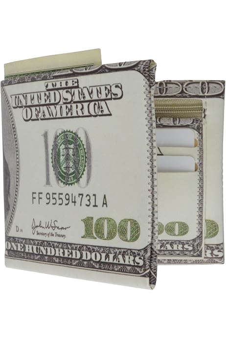 Buckle-Down Men's Bifold Wallet - Vegan Leather, Vivid Stacked $100 Bills Design, 5 Card Slots, ID Window - 4" X 3.5"