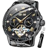OLEVS Automatic Luxury Self Winding Skeleton Stainless Steel Mens Watches