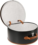 Lierys Black Large Round Hat Box 50x22x47cm Imitation Leather Storage Handle view 2