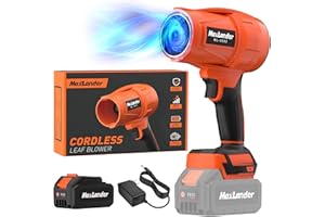 MAXLANDER Leaf Blower Cordless, 21V Electric Handheld Leaf Blower with 3.0Ah Battery, 180000 RPM Battery Blowers with Adjustable Speed for Lawn Care, Patio Cleaning, Blowing Leaves and Dust