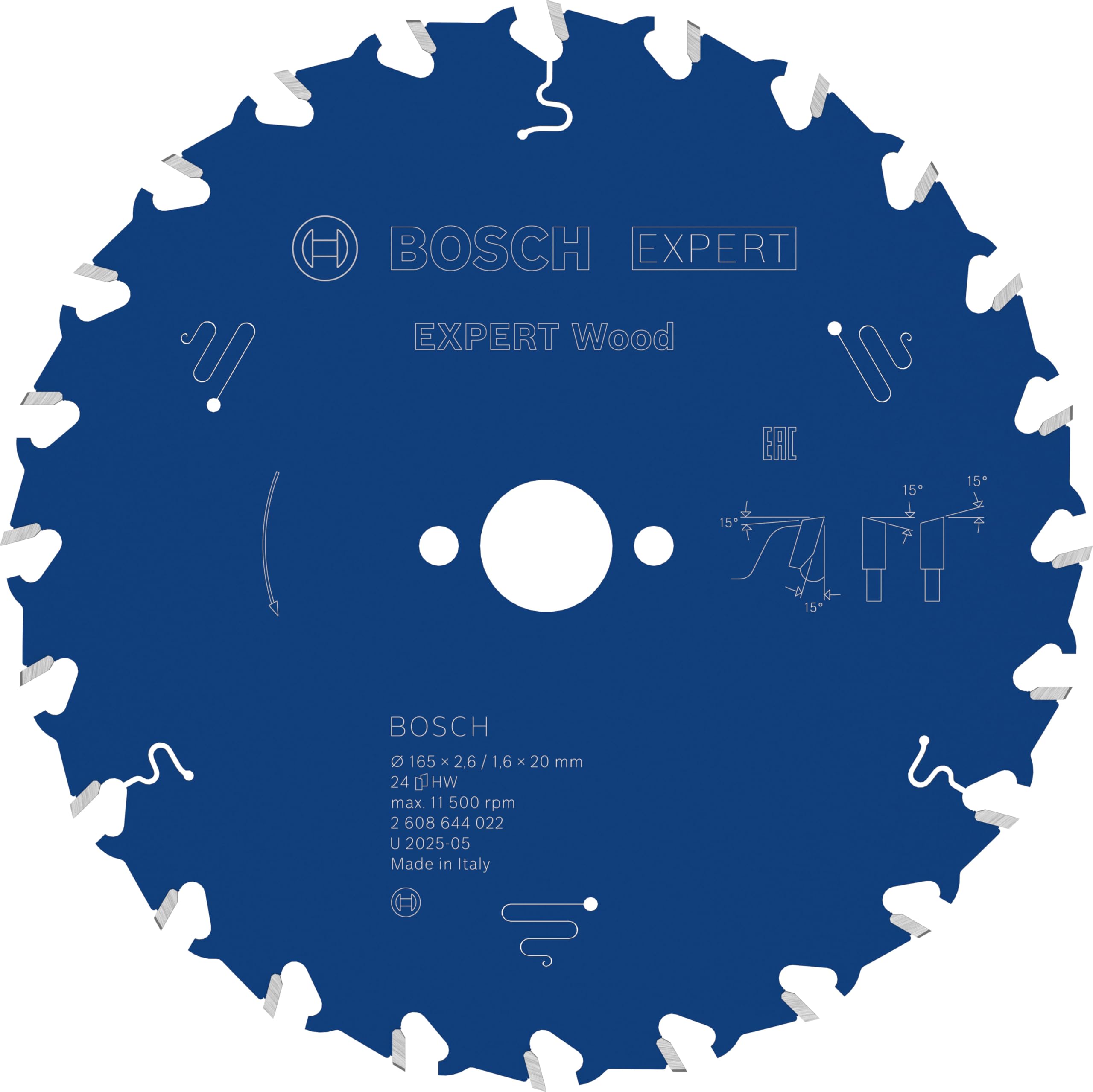Bosch 1x Expert Wood Corded Circular Saw Blade for Handheld Circular Saw (for Softwood, Hardwood, Ø mm, Professional Accessory Hand-Held Corded Circular Saws)
