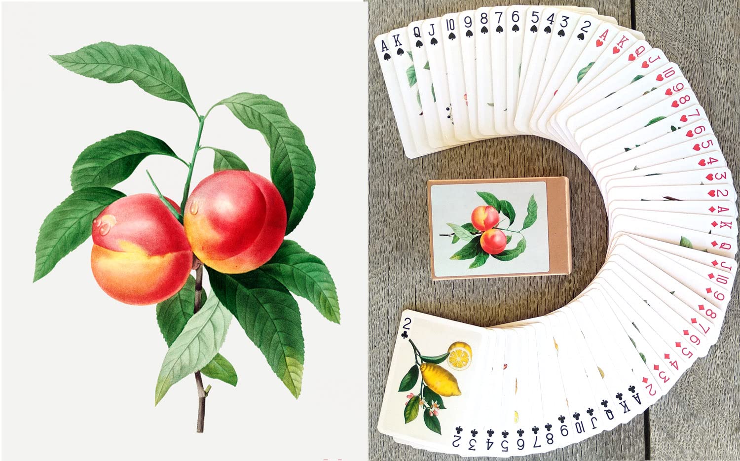 Fruits and Berries Playing Cards (Poker Deck 54 Cards All Different) Vintage Antique Botannical Books Illustration by Pierre Redoute