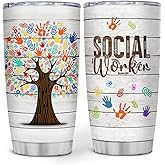 wowcugi Social Worker Gift Social Worker Tumbler 20oz Stainless Steel Insulated Tumblers Coffee Travel Mug Cup With Lid Social Workers Appreciation Month Gift For Women Men