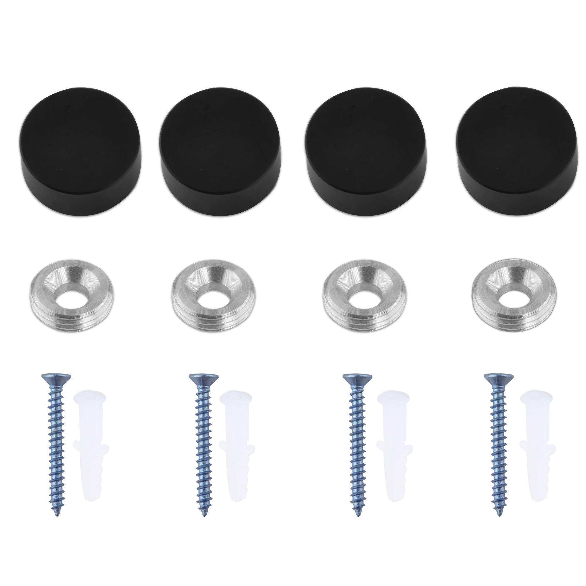 Mirror Screws,Aluminum Cap Decorative Mirror Nails,Φ15mm,Black,4 PCS