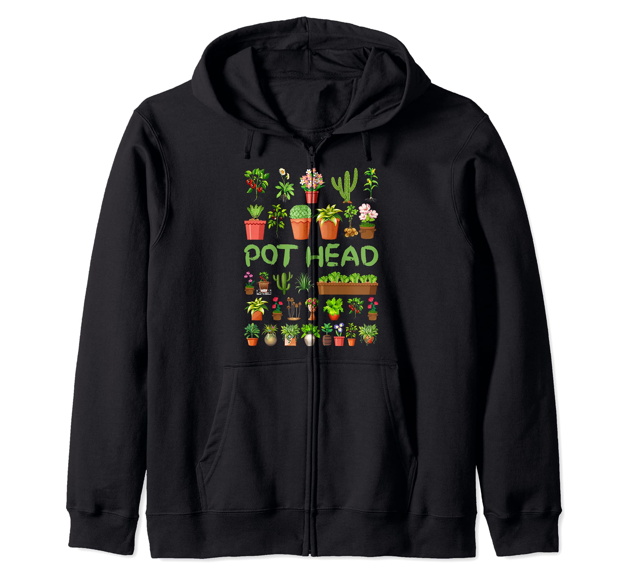 POT HEAD Funny Gardening Cactus Succulent Flower Gardener Zip Hoodie