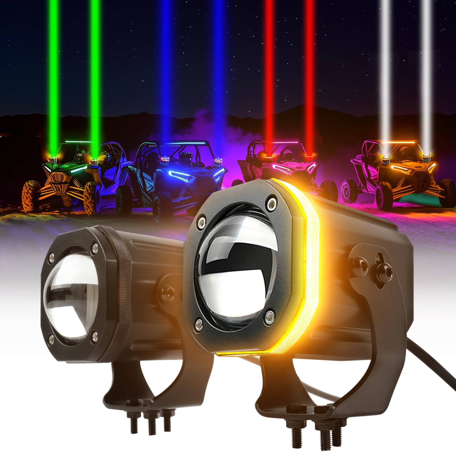 Photo 1 of Whipless Led Whip Lights,Spot Beam Pod with Turn Signal Light RGBW Whip Lights for Side by Side with Switch & Remote Chase Light Antenna Whipless Whip for ATV UTV Can am Polaris RZR SXS Golf Cart Jeep