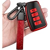 Sindeda for Lexus Key Fob Cover with Keychain Soft Full Protection Key Shell Key Case Compatible with Lexus RX IS ES GS LS NX RS GX LX RC LC (Red)
