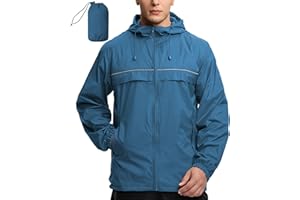 V VALANCH Mens Rain Jacket Waterproof Lightweight Windbreaker with Hood Outdoor Raincoat for Hiking Running Travel