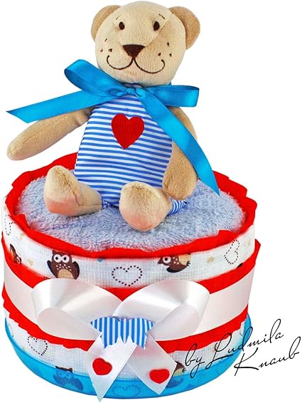 Gateau De Couches Mini Couleur Argile En Blanc Bleu Rouge Soft 3 Cadeau De Naissance Bapteme Baby Shower Cadeau Original Et Pratique Pour Le Bebe Amazon Fr Bebes Puericulture