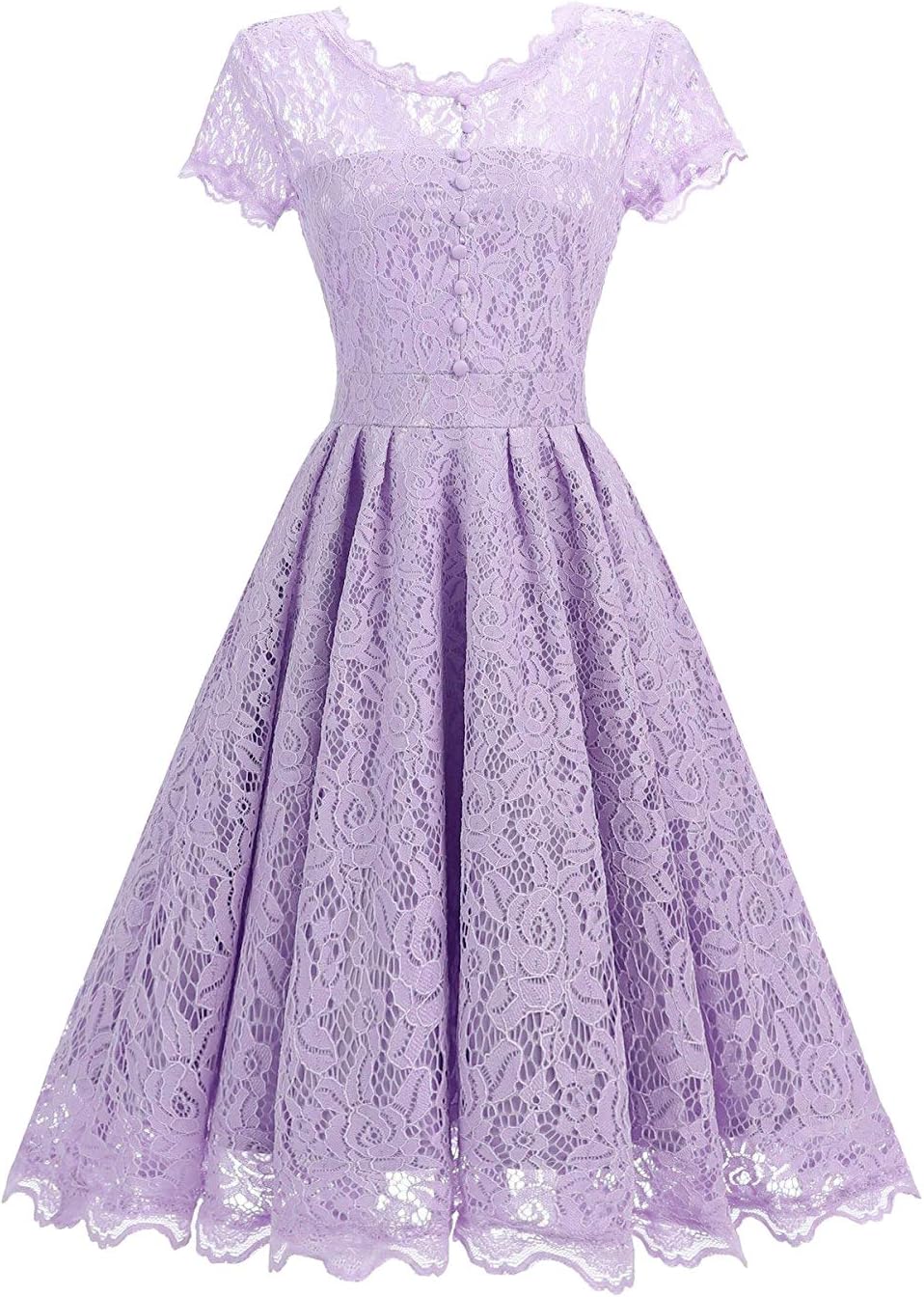 Women Elegant Vintage Floral Lace Capshoulder Cocktail Party Swing Dress