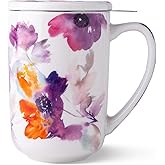 AmorArc Porcelain Tea Mug with Infuser and Lids, 18 Oz Large Cup Strainer with Bag Holder for Loose Leaf Tea, Steeping Coffee Mug for House-warming Wedding Birthday Gift