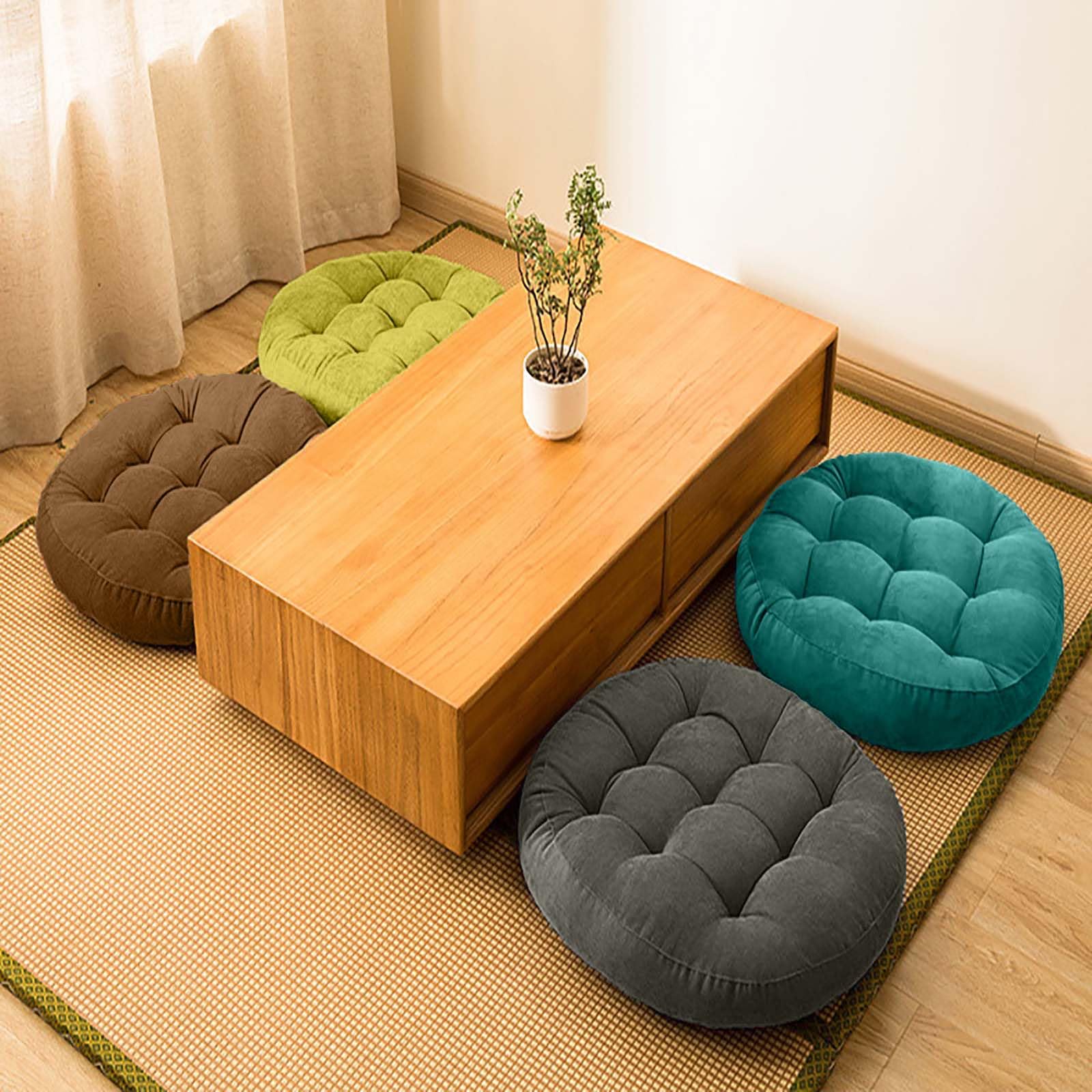 Meditation Floor Pillow Set of 2 Large Round Floor Cushions for Adults Tufted Corduroy Floor Seat Pillows Cushion for Living Room Tatami Yoga,Dark Grey - Image 5