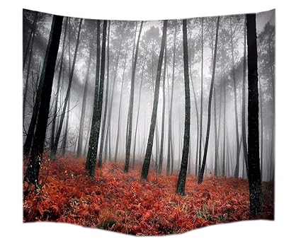 Amazon Com A Monamour Mist Foggy Gothic Lost Forest Tree Red