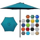 Blissun 7.5 ft Patio Umbrella, Yard Umbrella, Outdoor Market Umbrella with Push Button Tilt Crank (Cerulean)