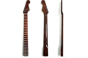 YUEMIYA Premium Maple Guitar Neck for Fender Strat-Style Guitars,Matcha Tiger Stripe Finish, Maple Fingerboard, Adjustable Truss Rod,21 Medium Jumbo Frets,Bone Nut–Compatible with Squier Strat Style Guitar