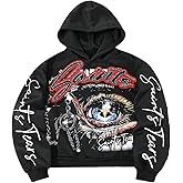 BEAUDRM Men's Eye Print Graphic Hooded Sweatshirts Hip Hop Hooded Sweatshirts Pullover Streetwear