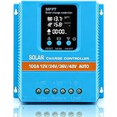 Upgraded 100A MPPT Solar Charge Controller 12V 24V 36V 48V LCD Display Battery Intelligent Regulator Max 100V Input Dual USB for Lead-Acid/Lithium