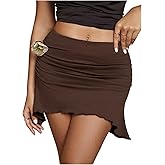 Floerns Women's 3D Flower Beach Mini Skirts Ruched Low Waist Vacation Bodycon Skirts