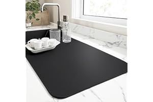 Dish Drying Mat for Kitchen Counter, Abosrbent Draining Mat, Non-Slip Rubber Backed, Hide Stain Anti Absorbent for Kitchen Co
