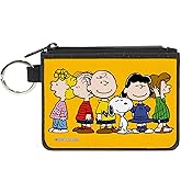 Buckle-Down Peanuts Wallet, Coin Purse, Peanuts Gang Close Up Group Pose Golden Yellow, Canvas
