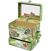 Enchantmints Monarch Butterfly Musical Jewelry Box Butterfly Spins to Music 4 Pullout Drawers