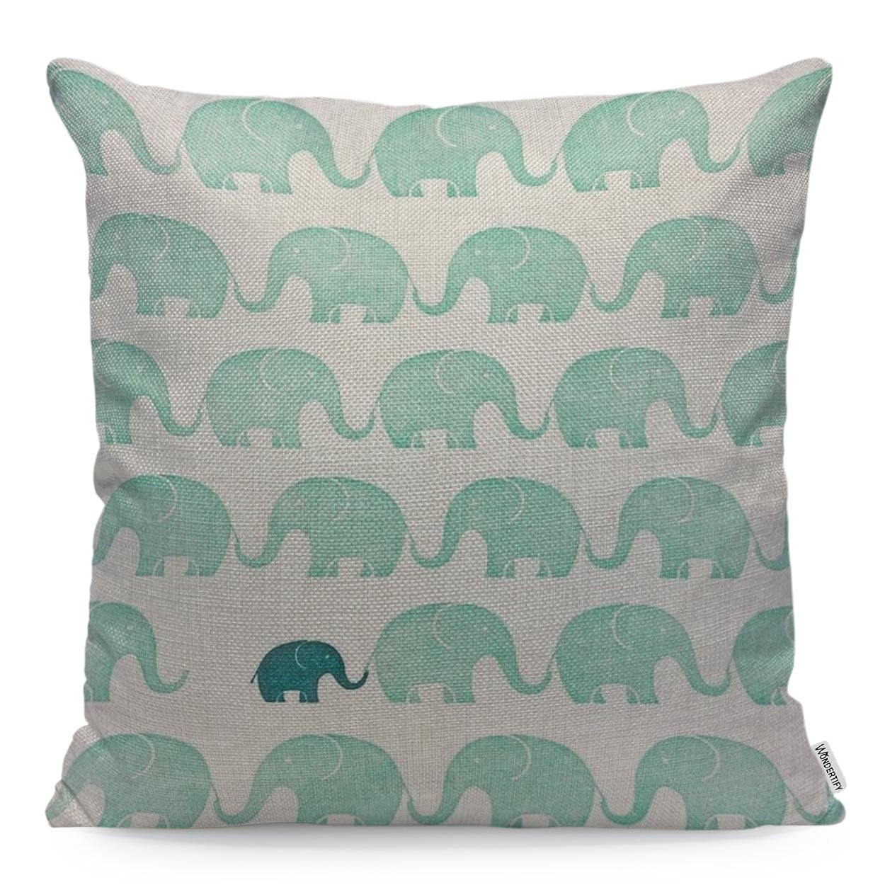 WONDERTIFY Elephant Cushion Cover Cute Pattern Pillowcases for Men Women, Pillow Cover Living Room Farmhouse Aquamarine 45X45 Cm