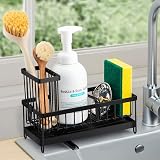 Sinnsally Sink Caddy Kitchen Organizer with Drainage Spout & Brush Holder