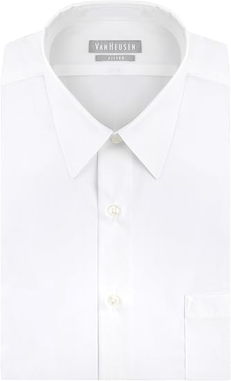 van heusen men's poplin fitted solid point collar dress shirt