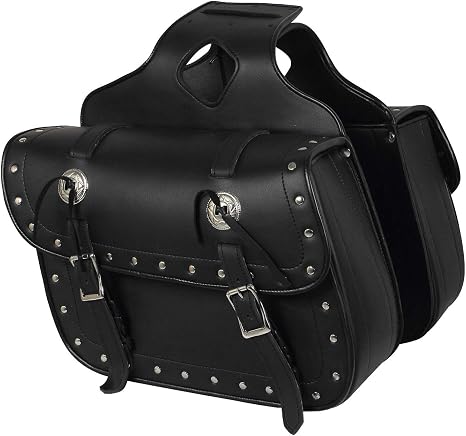 Paire De Grandes Saccoches De Selle En Cuir Véritable 15 Pouces Pour Moto - Avec Protège-Saccoches