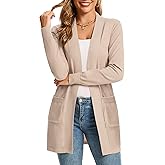 CFLHN Women's Cardigan Sweaters Long Sleeve Soft Open Front Knit Cardigan with Pockets