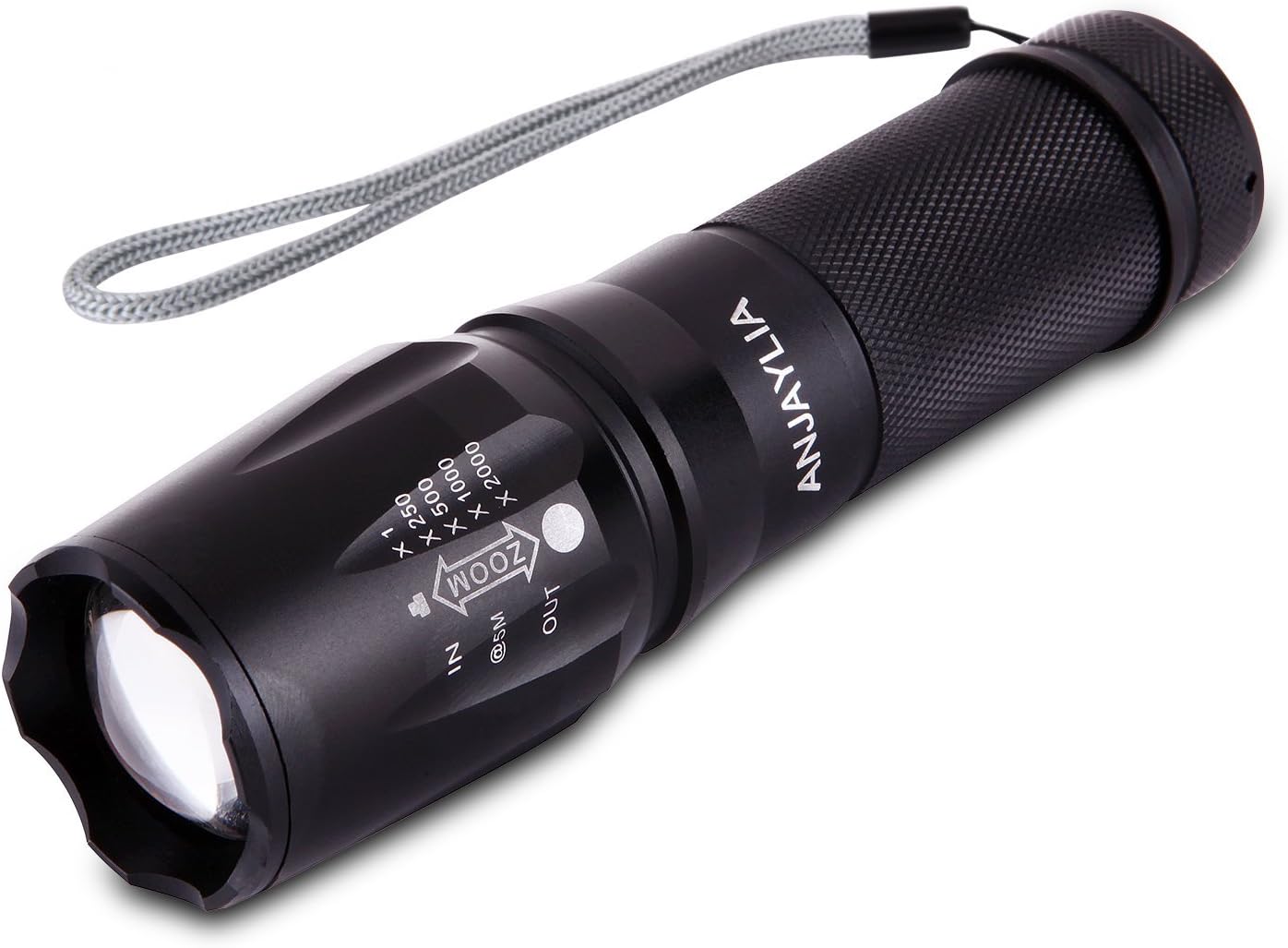 ANJAYLIA 2000 Lumens Cree XM-L T6 LED Zoomable Handheld Flashlight 5 Modes Water Resistant & Adjustable Focus Tactical Torch ( Battery Are Not Included)