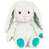 B. toys Happyhues Peppy-Mint Bunny Stuffed Animal, Washable, Ice Grey Bunny | 12-inch ice grey stuffed bunny with chevron ears and jade paws for snuggles, playtime, and naptime; Newborn, Ice Grey Bunny