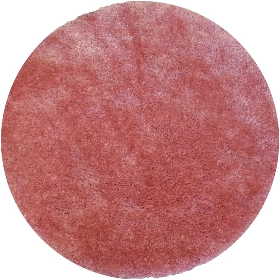Round Pink Shag Area Rug 5 Feet 4 Inch X 5 Feet 4 Inch Design Afro Shag Size 6x6