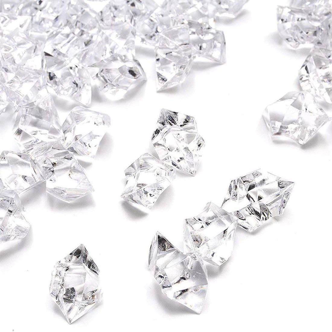 Vase Fillers - DomeStar 1000PCS Fake Ice Rocks, 4.4Lbs Acrylic Ice Cubes Clear Rocks Fake Diamonds Clear Acrylic Vase Fillers Plastic Crystals Clear Fake Crushed Ice Rocks Acrylic Gems
