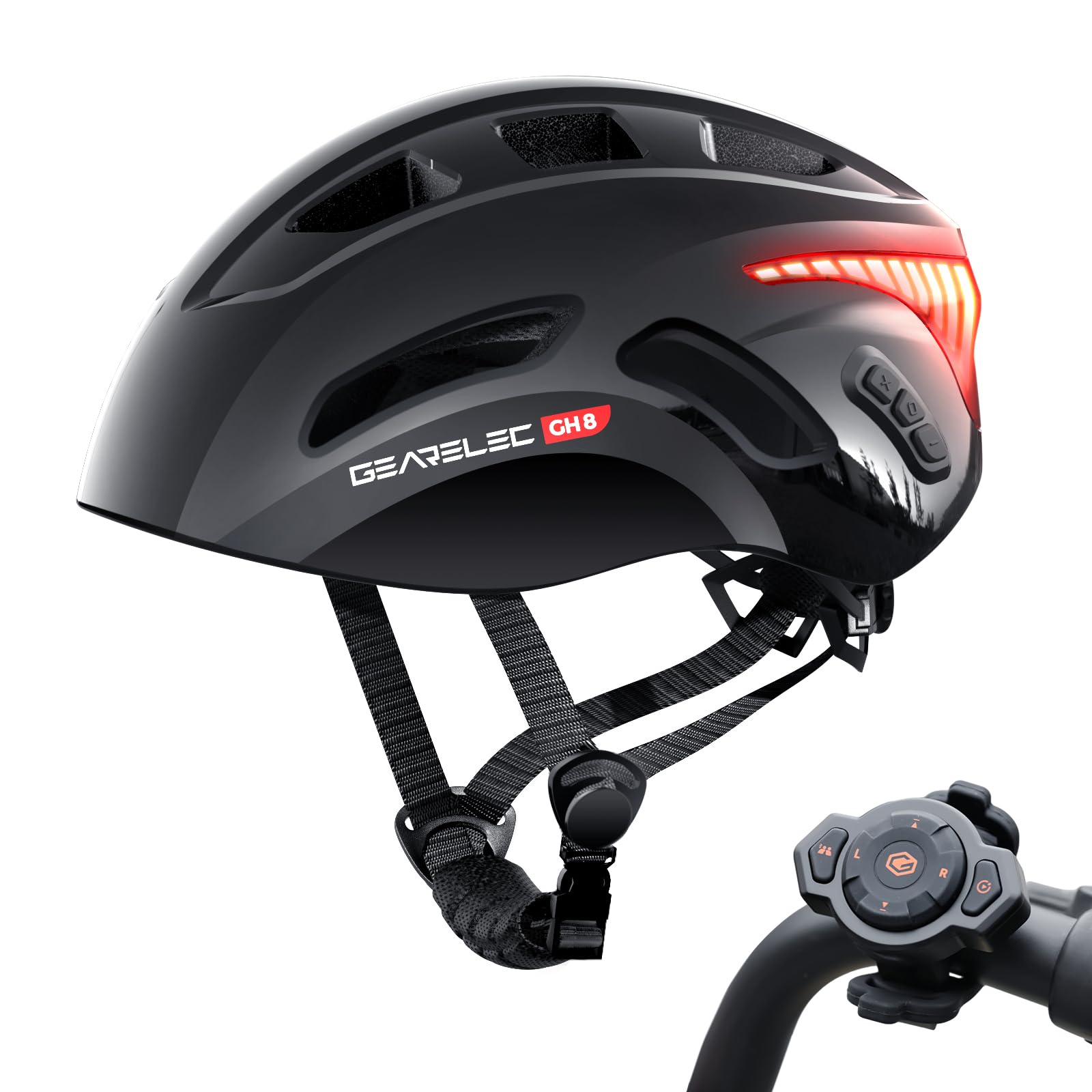 Photo 1 of GEARELEC Bluetooth Smart Bike Helmet ?2-8 Riders Full-Duplex Intercom??Hi-Fi Speaker & Mic?, Road Bike Helmet Fit Size: 21.25-24.8 in., Bright Tail Light, CE & CPSC, Bike Helmet Adult Men Women -Black