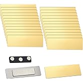 24 Pack Magnetic Name Tags, Blank Name Badge Holder, 0.8 x 2.7 Inches Magnetic Backing Names Tag Personalized, Custom Names Tags with 3 Pcs Magnets for Police Office Employee Custom (Gold)