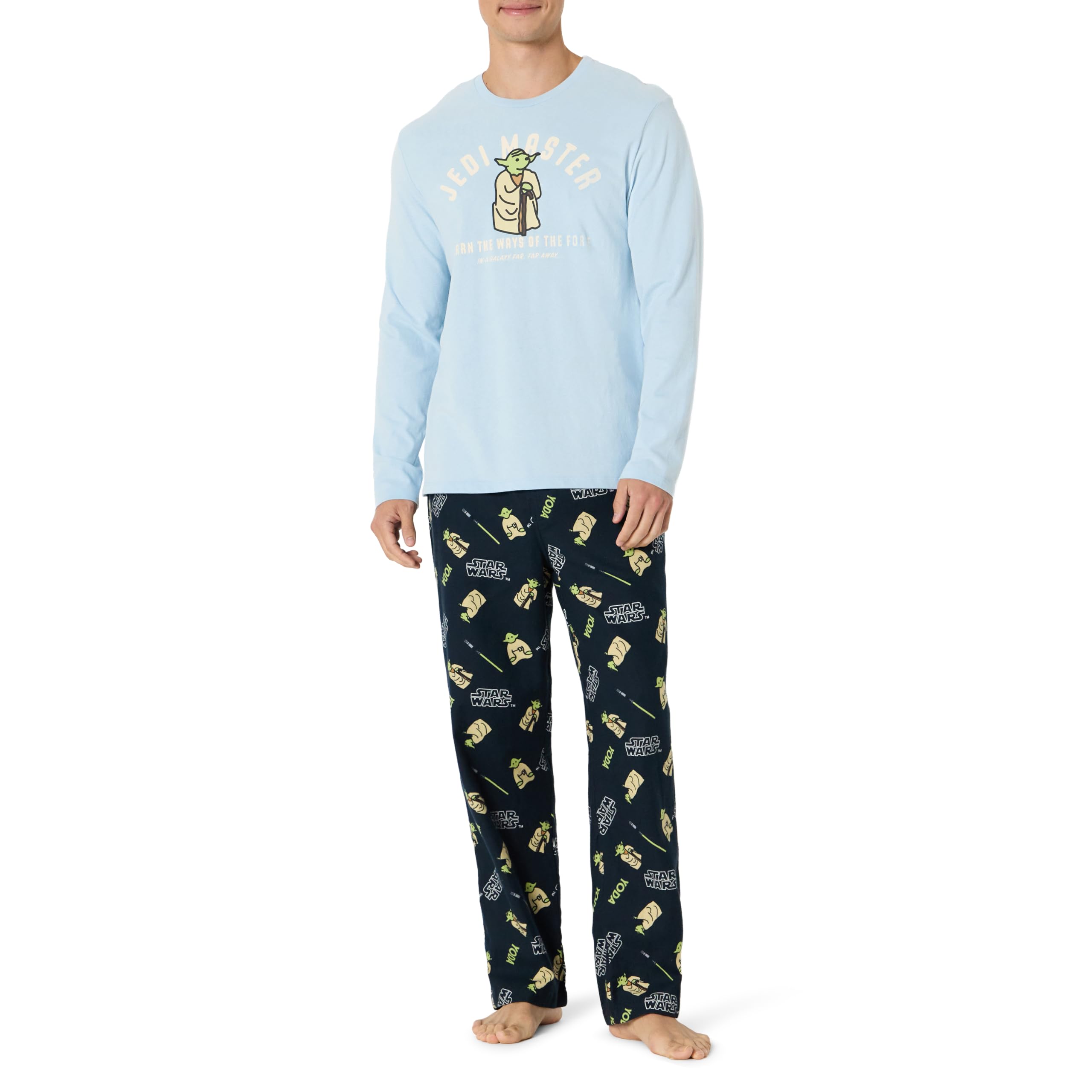 Amazon Essentials Men's Flannel Pajama Sleep Sets, Jedi Master, Small Image