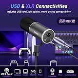 TONOR TD520S Dynamic USB/XLR Microphone with RGB Light, Stand, Cable view 4