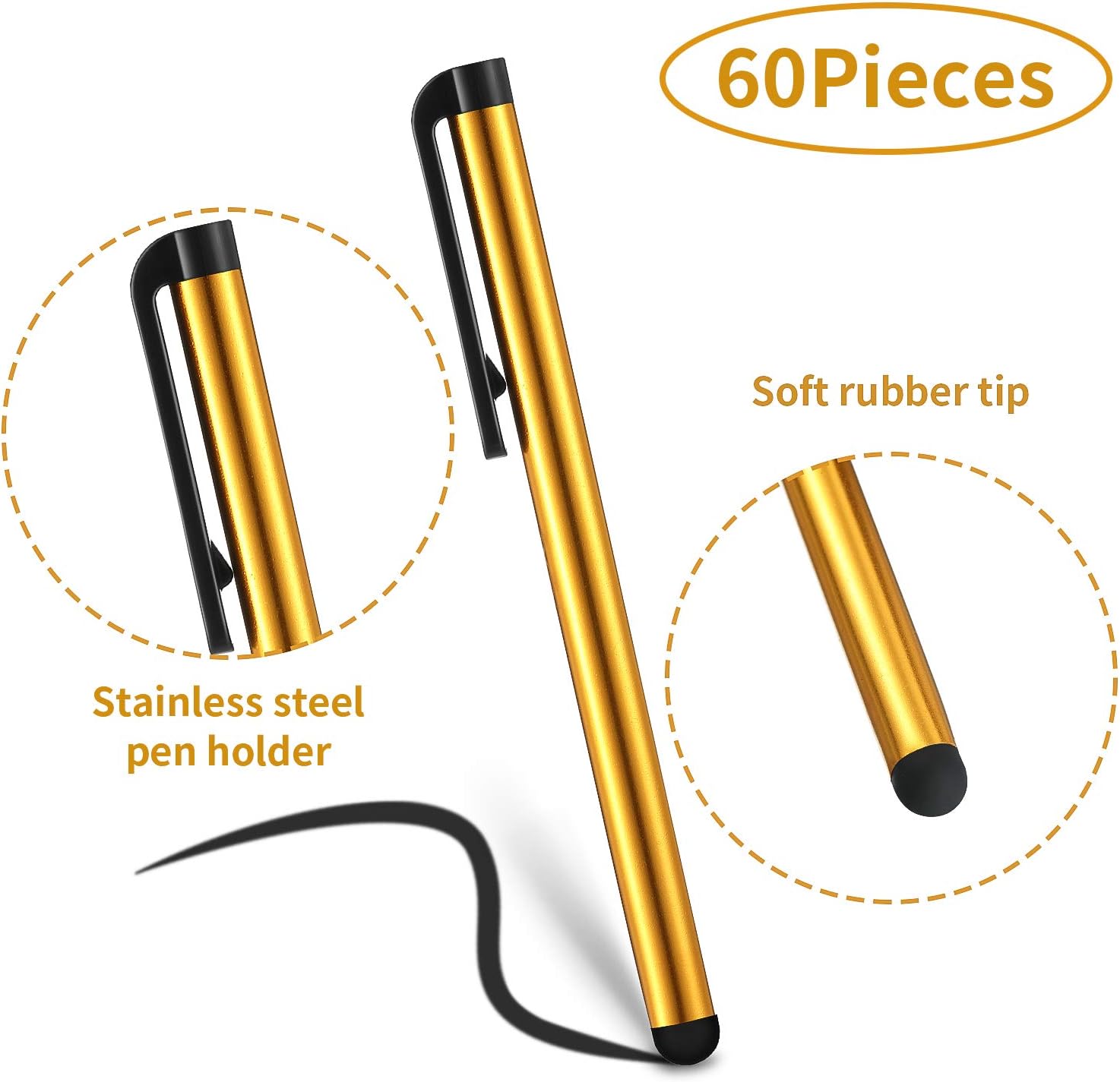 60 Pieces Stylus Pens Slim Capacitive Stylus Touch Pens for Universal Touch Screens Devices Compatible with iPhone, iPad - Image 4