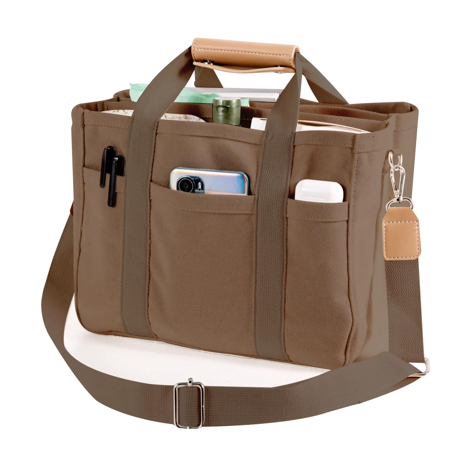 Multi Pocket Tote Bag for Women Canvas Bag with Handle Bag Large Cpacity Purse Reusable Handbag